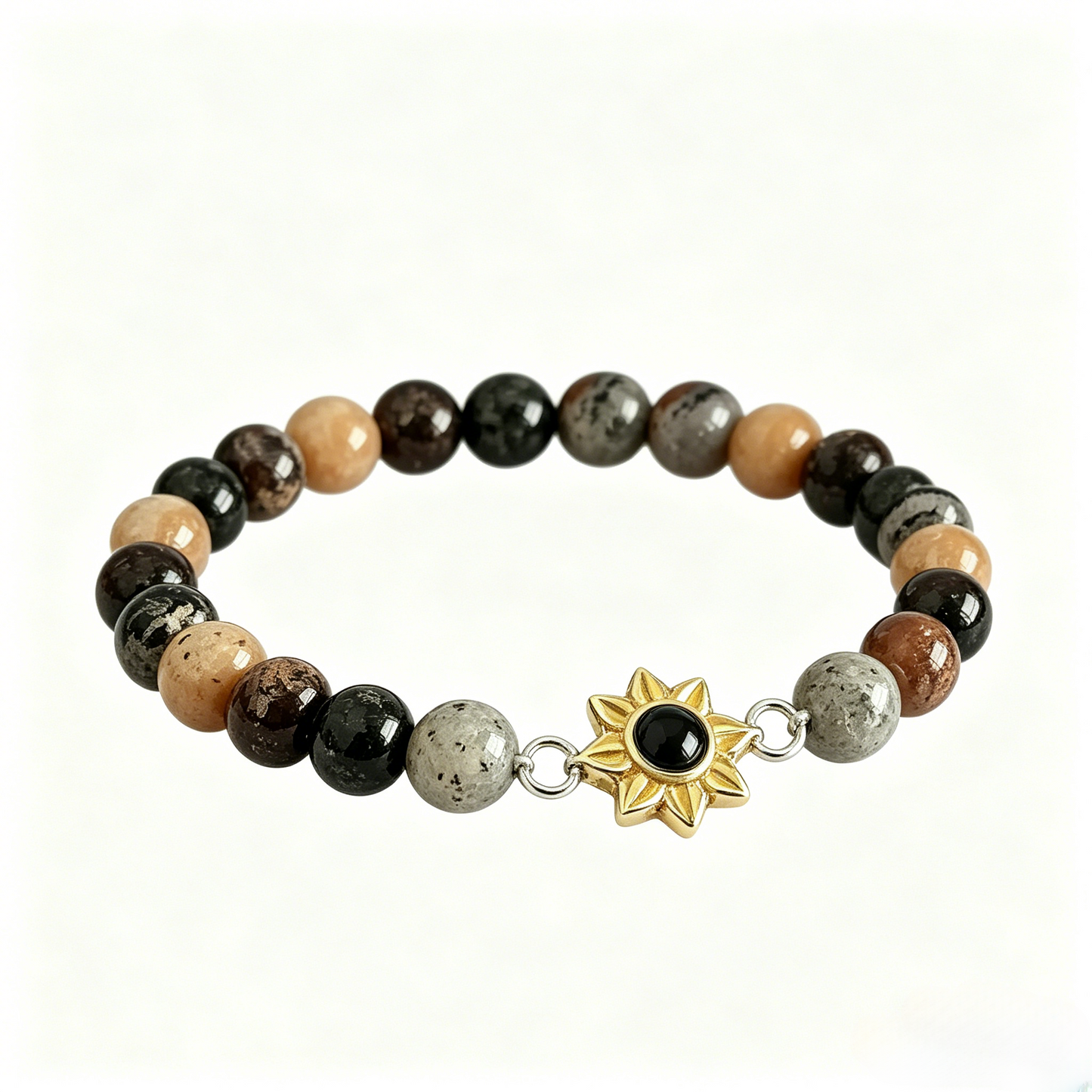 Aurmory Phantom Quartz Memory Projection Bracelet — front view displaying phantom quartz beads with crystal projection pendant