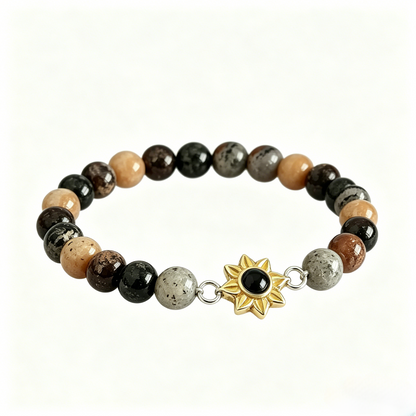 Aurmory Phantom Quartz Memory Projection Bracelet — front view displaying phantom quartz beads with crystal projection pendant