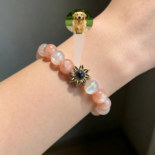 Aurmory · Natural Rainbow Moonstone Memory Projection Bracelet