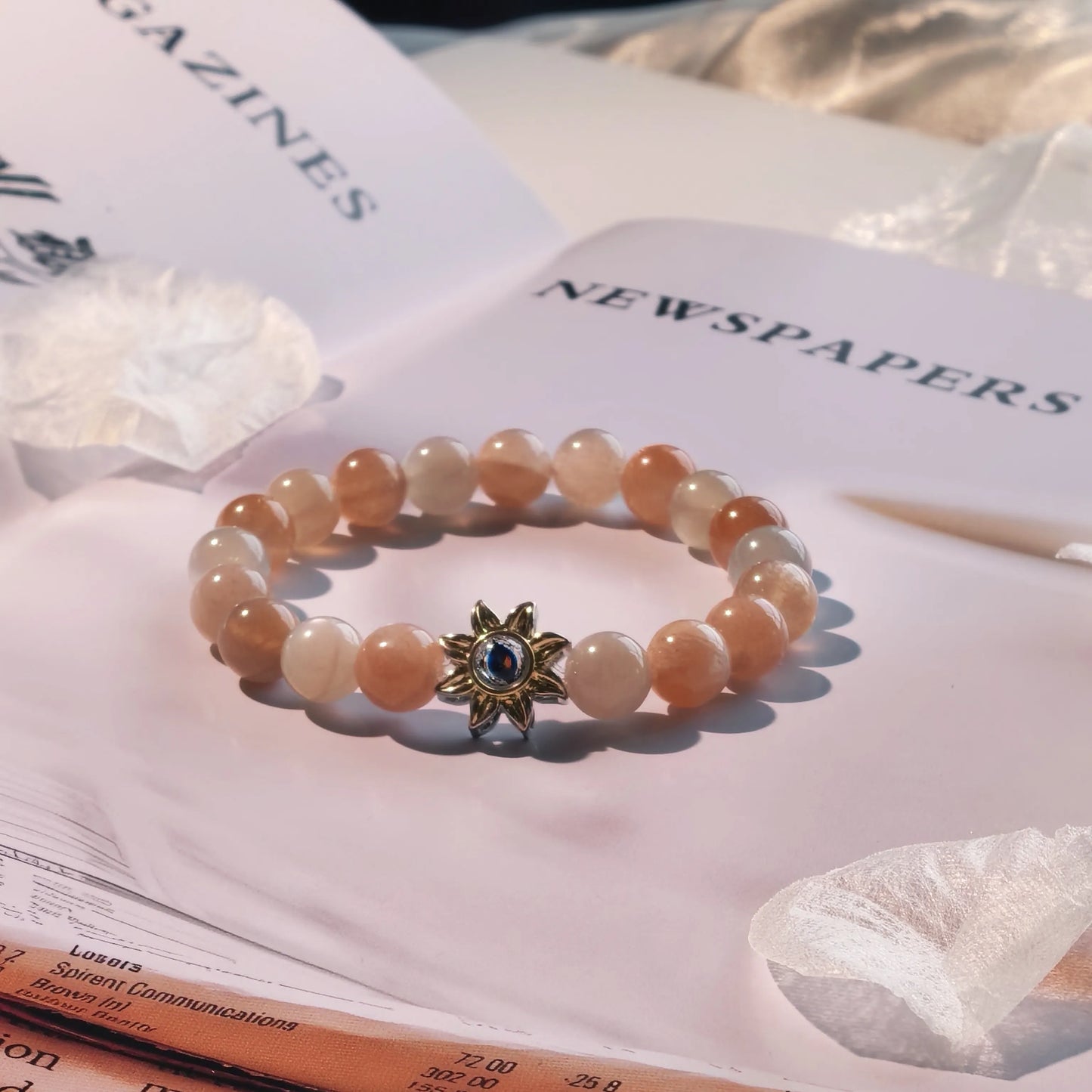 Aurmory · Natural Rainbow Moonstone Memory Projection Bracelet