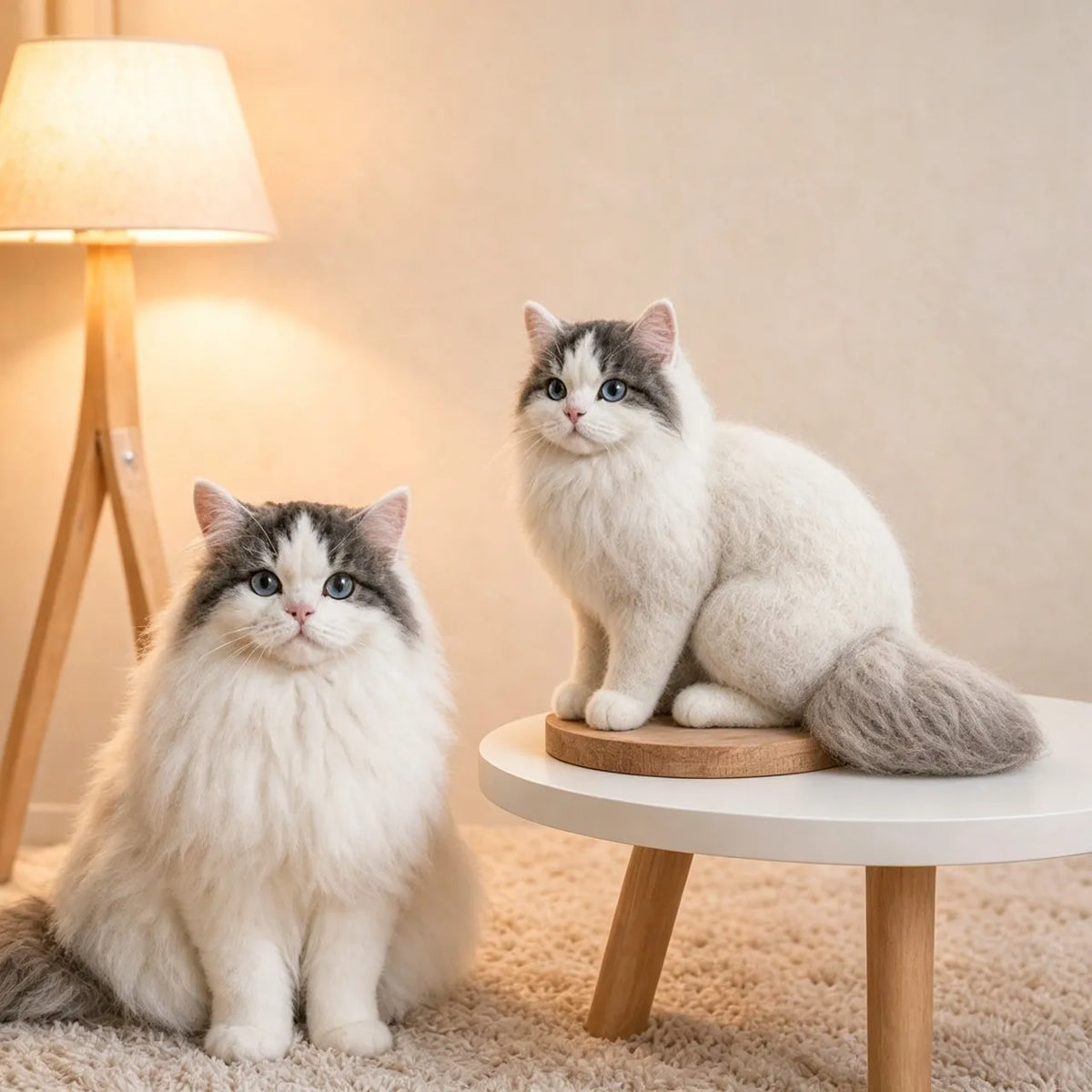 Personalized full-body cat replica made with Australian Merino wool