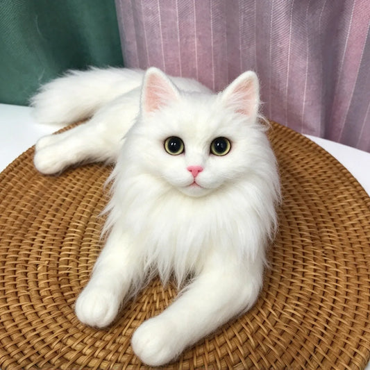 Custom full-body needle-felted cat figurine handmade from pet photos