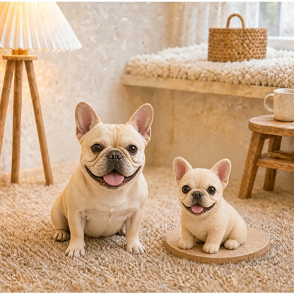Realistic handcrafted wool dog portrait figurine